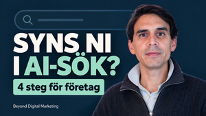 Oliver Cartea om SEO och AI-sök. Text: Syns ni i AI-sök? 4 steg för företag.